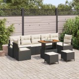 vidaXL Set de canapele pentru grădină cu pernă 10 pcs Negru și Crem