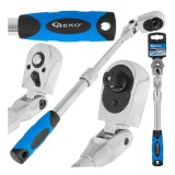 Cheie cu clichet cu cap flexibil si maner telescopic, 3 / 8&quot;, 285-375 mm, 72 T, Cr-V, Geko G10129