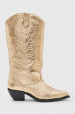 Cumpara ieftin AllSaints cizme de piele Dolly Boot femei, culoarea auriu, cu toc drept, WF763Z