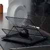 Uscător Vase, Model Pliabil, Metal, Culoare Negru, Dimensiuni 36x30x21cm, Capacitate 18 Farfurii, Oem