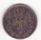 Luxemburg 5 franci 1987 - Jean I
