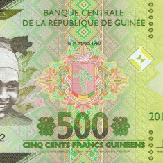 GUINEA █ bancnota █ 500 Francs █ 2018 █ UNC █ necirculata