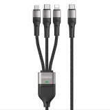 Cablu de date 3 in 1, usb-c la tipe-c, lightning, micro-usb, 100w, 1.3m, duzzona, grey