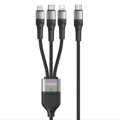 Cablu de date 3 in 1, usb-c la tipe-c, lightning, micro-usb, 100w, 1.3m, duzzona, grey foto