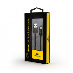 Cablu Lightning Gembird incarcare si date, 1m, USB, negru foto