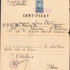 HST A2258 Certificat naționalitate colonel dr Constantin Stamatiu Pitești 1943