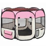 Cumpara ieftin Tarc joaca pliabil caini cu sac de transport roz 90x90x58 cm