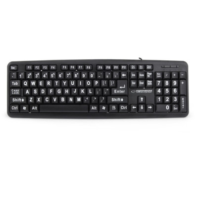 Tastatura cu fir si conectare USB , Esperanza Florida, cu litere si simboluri mari, 104 taste, neagra foto
