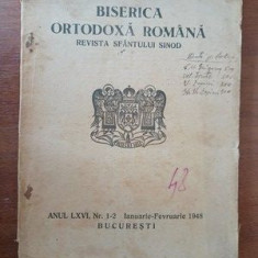 Biserica ortodoxa romana. Revista Sfantului Sinod anul LXVI. 1-2 1948