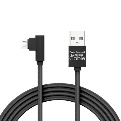 Delight - Cablu de date Micro USB, Gamer, execu&amp;Aring;&amp;pound;ie 90&amp;Acirc;&amp;deg; - negru, 2m -2A foto