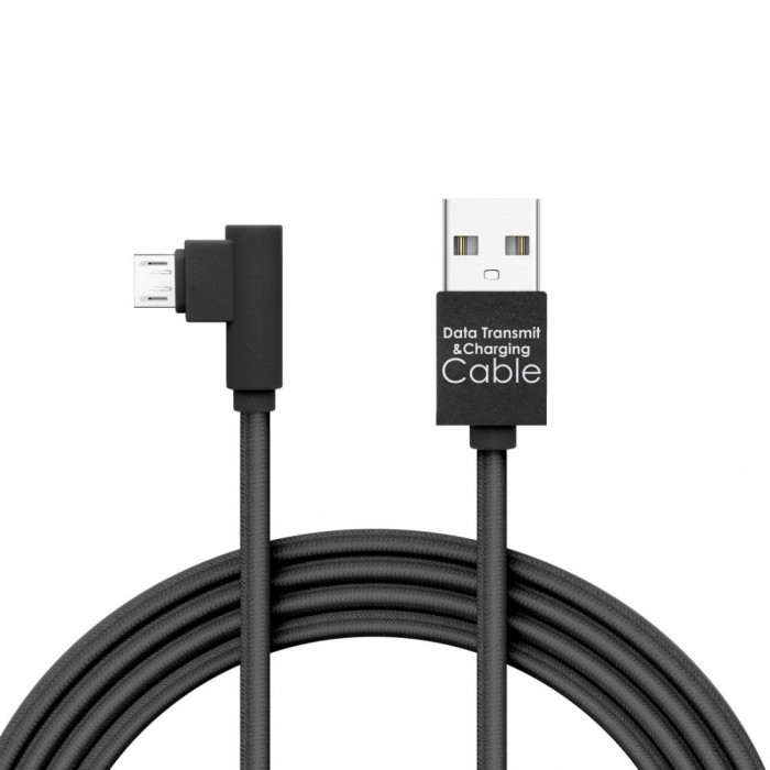 Delight - Cablu de date Micro USB, Gamer, execu&Aring;&pound;ie 90&Acirc;&deg; - negru, 2m -2A