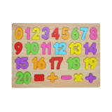 Puzzle incastru din lemn, numere si simboluri matematice