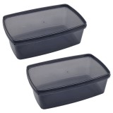 Cumpara ieftin Set 2 Caserola din plastic cu capac, COD-2601550, 2 x 1200 ml, 200 x 130 x 66 mm