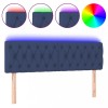 Tablie de pat cu LED, albastru, 144x7x78/88 cm, textil