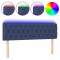Tablie de pat cu LED, albastru, 144x7x78/88 cm, textil