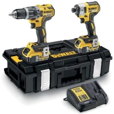 Set 2 scule profesionale pe acumulator DeWALT DCK266P2, 18V, motor fara perii, masina de gaurit DCD796, masina de insurubat cu impact DCF887, 2x acumu