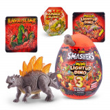 Figurina dinozaur in ou, Smashers, Mini Light Up Dino, Gri, 13 cm