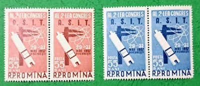 TIMBRE ROMANIA MNH LP 431/1957 Al-II-lea Congres A.S.I.T.-Serie &amp;icirc;n pereche foto