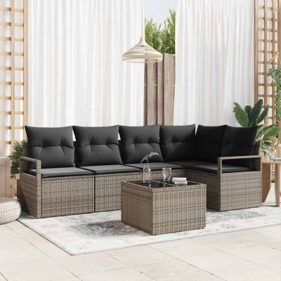 vidaXL Set de canapele pentru grădină 6 pcs Gri Rattan poli 3346389 foto
