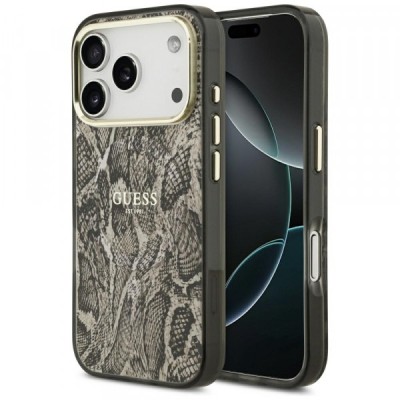 Husa MagSafe pentru Apple iPhone 17 Pro Max, Guess, Python Pattern, Maro foto
