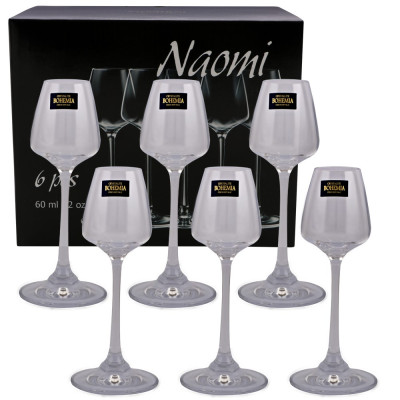Set 6 pahare pentru lichior Naomi Bohemia, 60ml, cristal, transparente foto