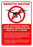 Semn obiectiv militar zona interzisa pentru operarea aeronavelor fara pilot la bord