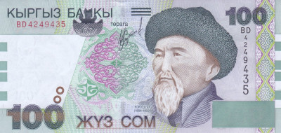 Bancnota Kyrgyzstan 100 Som 2002 - P21 UNC foto