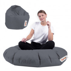 Fotoliu puf, Bean Bag, Ferndale, 100 cm, poliester impermeabil, gri fumuriu