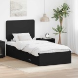 Cumpara ieftin Cadru de pat cu sertar Negru 100 x 200 cm Lemn prelucrat