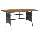 Gossi masa gradina, gri, 130x70x72 cm, poliratan si lemn masiv acacia