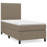 Cumpara ieftin Pat box spring cu saltea, gri taupe, 80x200 cm, textil