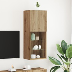 vidaXL Dulap TV cu LED-uri, stejar artizanal, 40,5x30x102 cm