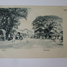 Carte postala necirculata Ceylon(Sri Lanka)-Colombo piața Pettah circa 1915