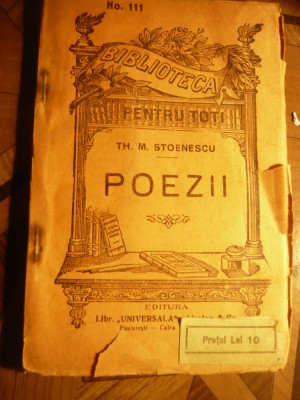 Th.M.Stoenescu - Poezii - BPT 111 Alcalay ,80 pag. ,interbelica foto