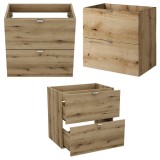 Set mobilier baie cu lavoar, oglinda si dulapuri suspendate, stejar