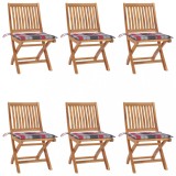 vidaXL Scaune grădină pliabile cu perne, 6 buc, lemn masiv tec 3072847