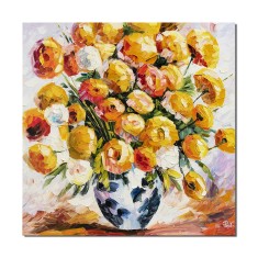Tablou 3D cu flori pictat manual - Florile mele (ale tale) - 80x80cm ulei pe panza in cutit, Magnific! foto