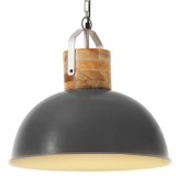 Cumpara ieftin Lampă suspendată industrială, gri, 42 cm lemn mango, E27 rotund