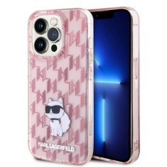 Husa iPhone 15 Pro Max - Karl Lagerfeld Hardcase Monogram (KLHCP15XHNCMKLP) - Pink Choupette foto