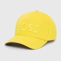 BOSS șapcă de baseball din bumbac culoarea galben, cu imprimeu
