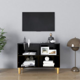 Comoda TV, picioare lemn masiv, negru, 69,5x30x50 cm GartenMobel Dekor, vidaXL
