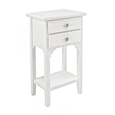 Noptiera 2 sertare si 1 polita din lemn alb Blanc 37 cm x 26.5 cm x 69.5 h