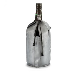 Husa racire sticle bauturi, 4 saculeti cu gel de racire incorporati, PVC, Gri