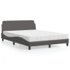 VidaXL Pat cu saltea, Dover, gri, 140x190 cm, piele ecologică 3208400