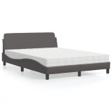 VidaXL Pat cu saltea, Dover, gri, 140x190 cm, piele ecologică 3208400