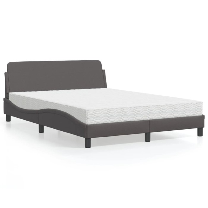 vidaXL Pat cu saltea, Dover, gri, 140x190 cm, piele ecologică 3208400
