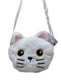 Geanta de umar din plus in forma de pisica alba - Accesoriu dragut pentru copii