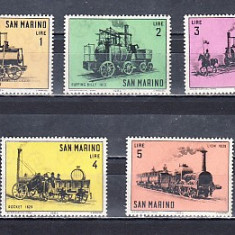 M2 TS1 5 - Timbre foarte veche - San Marino - locomotive vechi