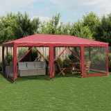 VidaXL Cort de petrecere cu 10 pereți din plasă, roșu, 6x4 m, HDPE