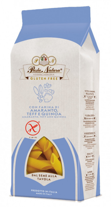 Penne din amarant, teff si quinoa bio, fara gluten 250g Pasta Natura